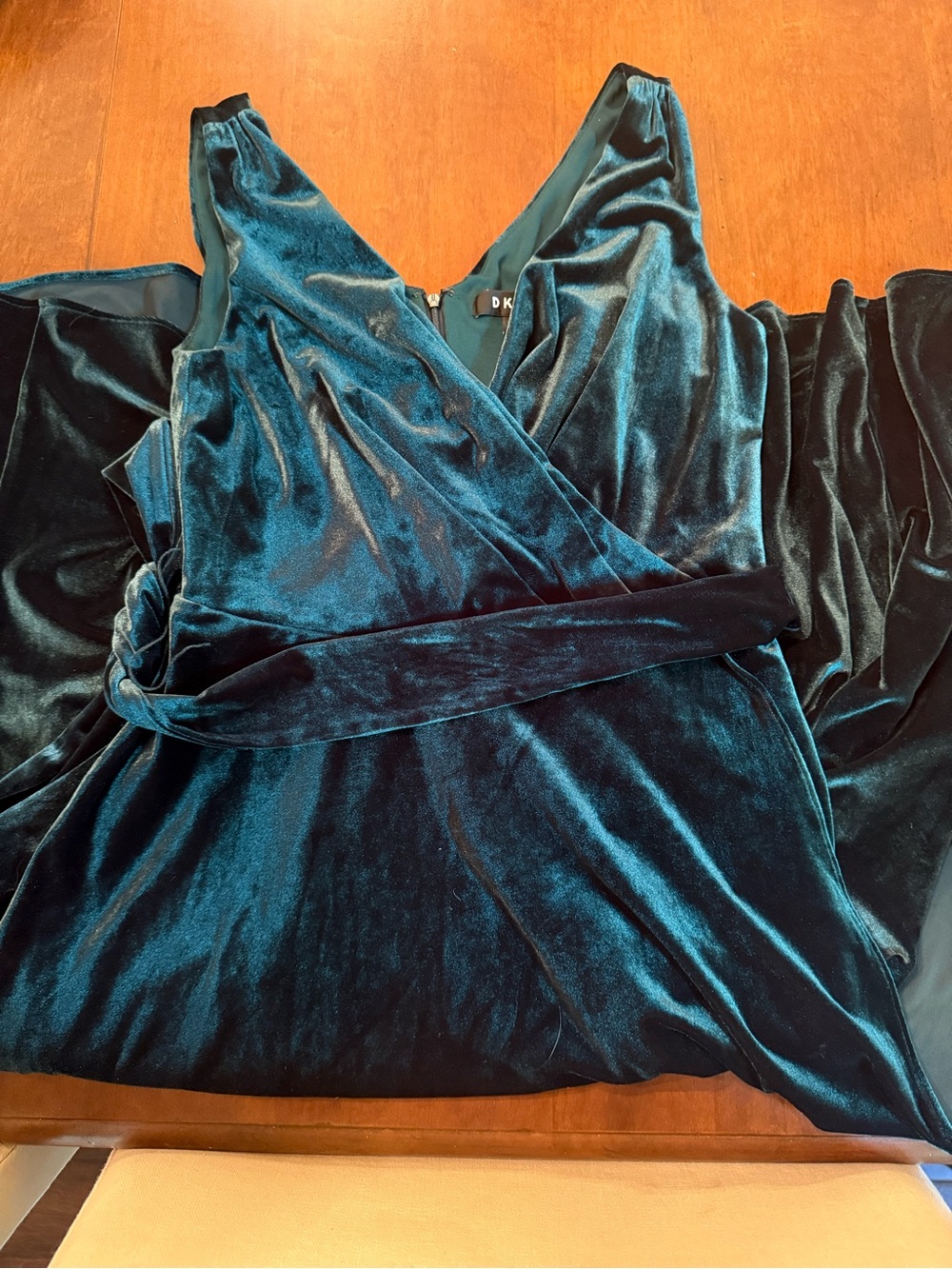 DKNY Teal Velvet Wrap Dress